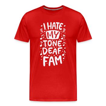 JE DÉTESTE MA FAMILLE SOURDE - T-shirt bio Premium Homme - rouge - Devant - Damien (186cm)