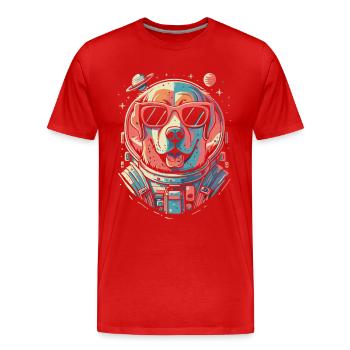 Chemise Labrador de l’espace rétro oeuvre colorée - T-shirt bio Premium Homme - rouge - Devant - Damien (186cm)