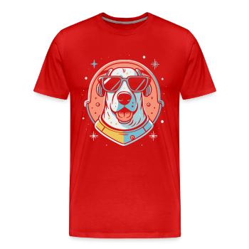 Chemise Labrador de l’espace rétro oeuvre colorée - T-shirt bio Premium Homme - rouge - Devant - Damien (186cm)