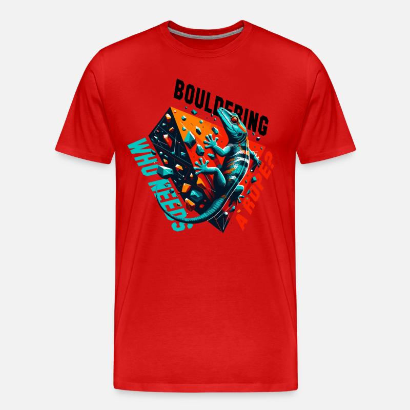 Bouldern Gecko Seil? Geschenk - Männer Premium Bio T-Shirt - Rot