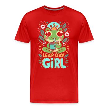 Leap Day Girl 29. Februar Geburtstag Frosch Bubble - Männer Premium Bio T-Shirt - Rot - Vorne - Damien (186cm)