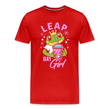 Leap Day Girl 29. Februar Geburtstag Frosch Bubble - Männer Premium Bio T-Shirt - Rot - Vorne - Damien (186cm)