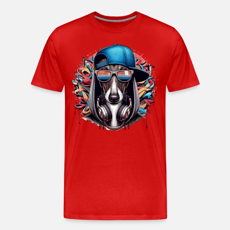 Windhund Gangsta Hund Graffiti Geschenk - Männer Premium Bio T-Shirt - Rot