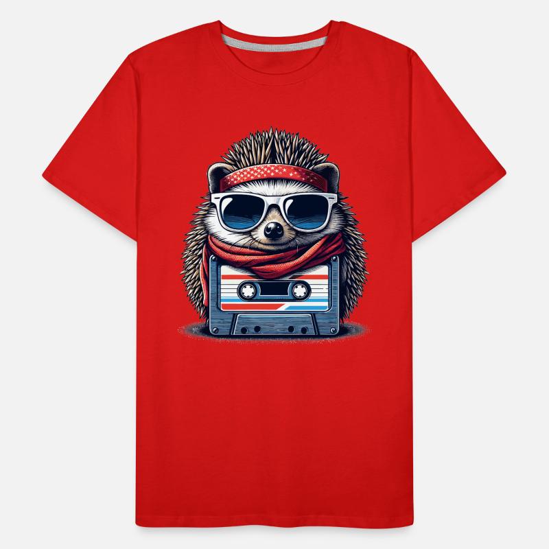Hérisson Cassette Compacte Cassette Cassette Cadeau T-shirt bio Premium Homme