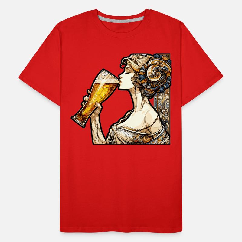 Frau trinkt Bier Geschenk Männer Premium Bio T-Shirt
