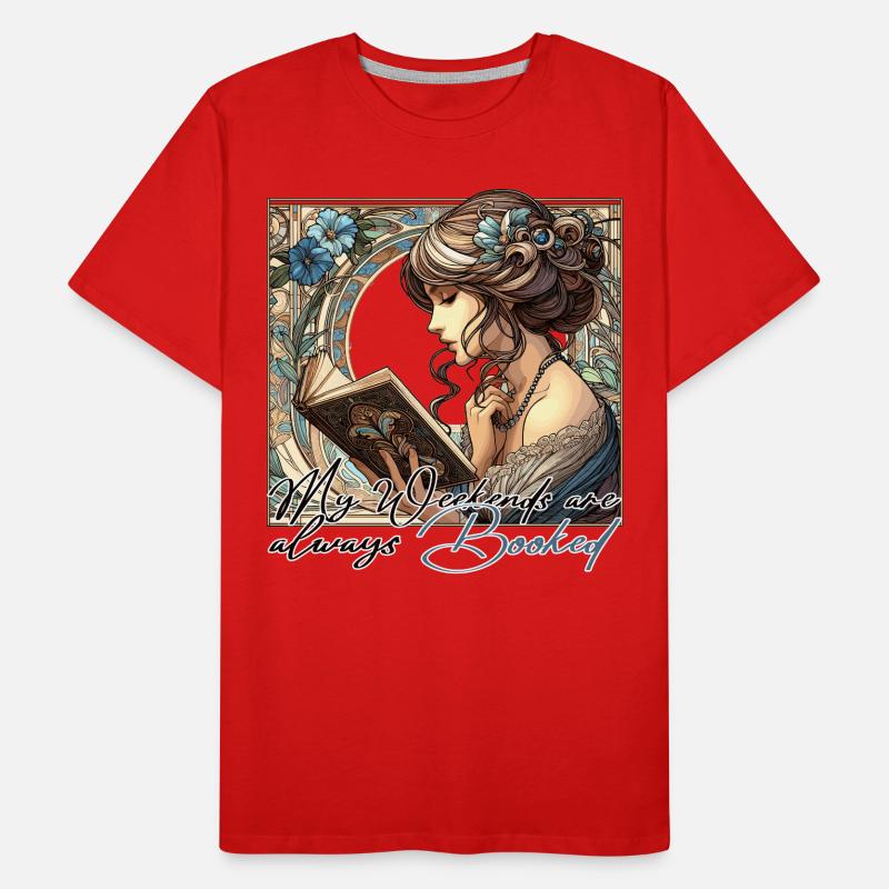 Frau Lesen Wochenenden Buch Bücher Geschenk Männer Premium Bio T-Shirt