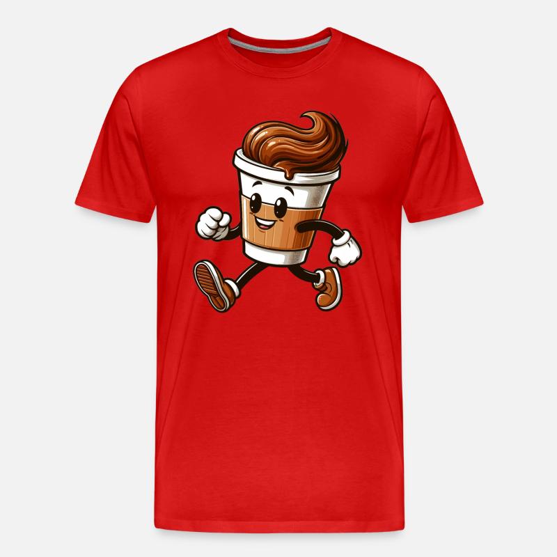 Kaffee Becher Kaffeebecher läuft Geschenk - Männer Premium Bio T-Shirt - Rot