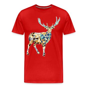 Gelbe und blaue Hirsch - Männer Premium Bio T-Shirt - Rot - Vorne - Damien (186cm)