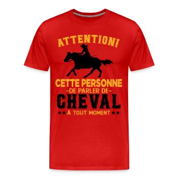 Cette Personne Risque Parler De Cheval Tout Moment - T-shirt bio Premium Homme - rouge - Devant - Damien (186cm)