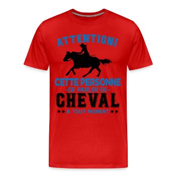 Cette Personne Risque Parler De Cheval Tout Moment - T-shirt bio Premium Homme - rouge - Devant - Damien (186cm)