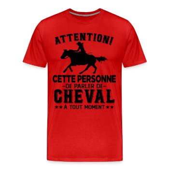 Cette Personne Risque Parler De Cheval Tout Moment - T-shirt bio Premium Homme - rouge - Devant - Damien (186cm)
