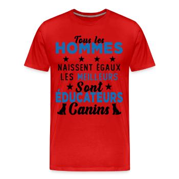 Homme Educateur Canin Chien Chiot Cadeau - T-shirt bio Premium Homme - rouge - Devant - Damien (186cm)
