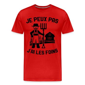 Je Peux Pas J'ai Les Foins Cadeau Agriculteur - T-shirt bio Premium Homme - rouge - Devant - Damien (186cm)