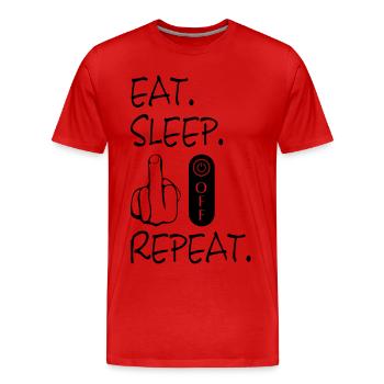 eat sleep fuck off repeat - Männer Premium Bio T-Shirt - Rot - Vorne - Damien (186cm)