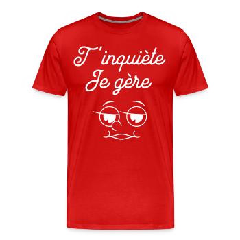 Don't Worry I Manage Humorous Cat Humorous Gift Humor - Men's Premium Organic T-Shirt - red - Front - Damien (186cm)