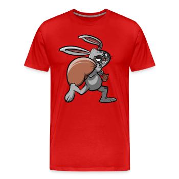 Voleur de banque - Lapin sur Raid Robbery Ganove - T-shirt bio Premium Homme - rouge - Devant - Damien (186cm)