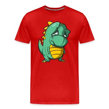 Trauriger Drache weint - Abschied Tränen - Männer Premium Bio T-Shirt - Rot - Vorne - Damien (186cm)