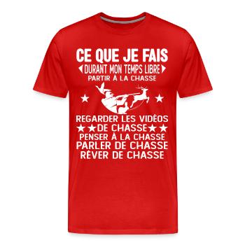 Ce Que Je Fais Pendant Mon Temps Libre la Chasse - T-shirt bio Premium Homme - rouge - Devant - Damien (186cm)