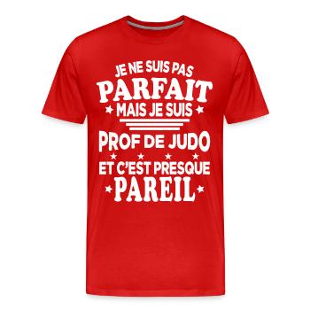 Pas Parfait Je Suis Prof De Judo Cadeau Entraineur - T-shirt bio Premium Homme - rouge - Devant - Damien (186cm)