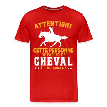 Cette Personne Risque Parler De Cheval Tout Moment - T-shirt bio Premium Homme - rouge - Devant - Damien (186cm)
