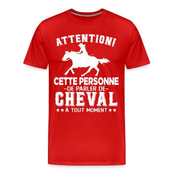 Cette Personne Risque Parler De Cheval Tout Moment - T-shirt bio Premium Homme - rouge - Devant - Damien (186cm)