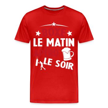 Boxe Le Matin Et Apéro Le Soir Boxing Sport - T-shirt bio Premium Homme - rouge - Devant - Damien (186cm)