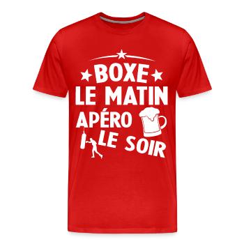 Boxe Le Matin Et Apéro Le Soir Boxing Sport - T-shirt bio Premium Homme - rouge - Devant - Damien (186cm)