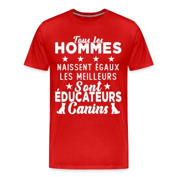 Homme Educateur Canin Chien Chiot Cadeau - T-shirt bio Premium Homme - rouge - Devant - Damien (186cm)
