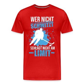 Eishockey Puck Schlittschuhe Hockey Hockeyspieler - Männer Premium Bio T-Shirt - Rot - Vorne - Damien (186cm)