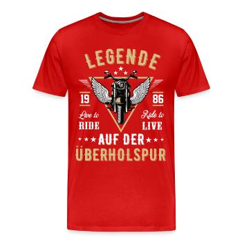 Motorrad Biker Motorradfahrer bike rentner zweirad - Männer Premium Bio T-Shirt - Rot - Vorne - Damien (186cm)
