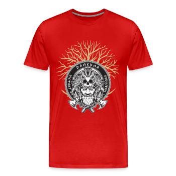 Viking Valhalla Guerrier Nordique Axe Yggdrasil - T-shirt bio Premium Homme - rouge - Devant - Damien (186cm)