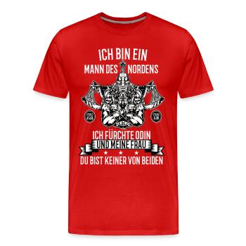 Wikinger Krieger Nordmann Axt Valhalla Nordmänner - Männer Premium Bio T-Shirt - Rot - Vorne - Damien (186cm)