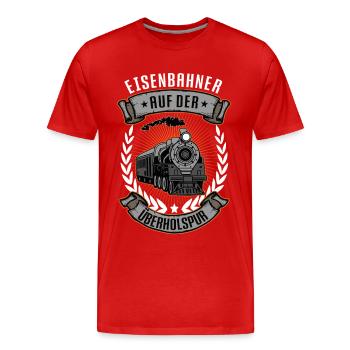 Eisenbahn Dampflok Eisenbahner Zug Modelleisenbahn - Männer Premium Bio T-Shirt - Rot - Vorne - Damien (186cm)