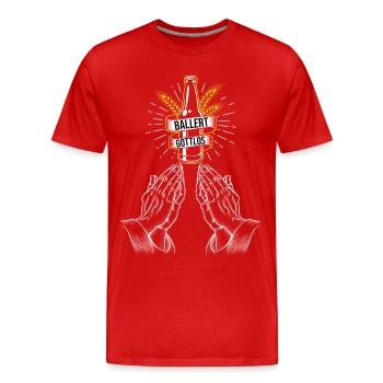 Ballert Gottlos Bier Saufen Biere Biergarten - Männer Premium Bio T-Shirt - Rot - Vorne - Damien (186cm)