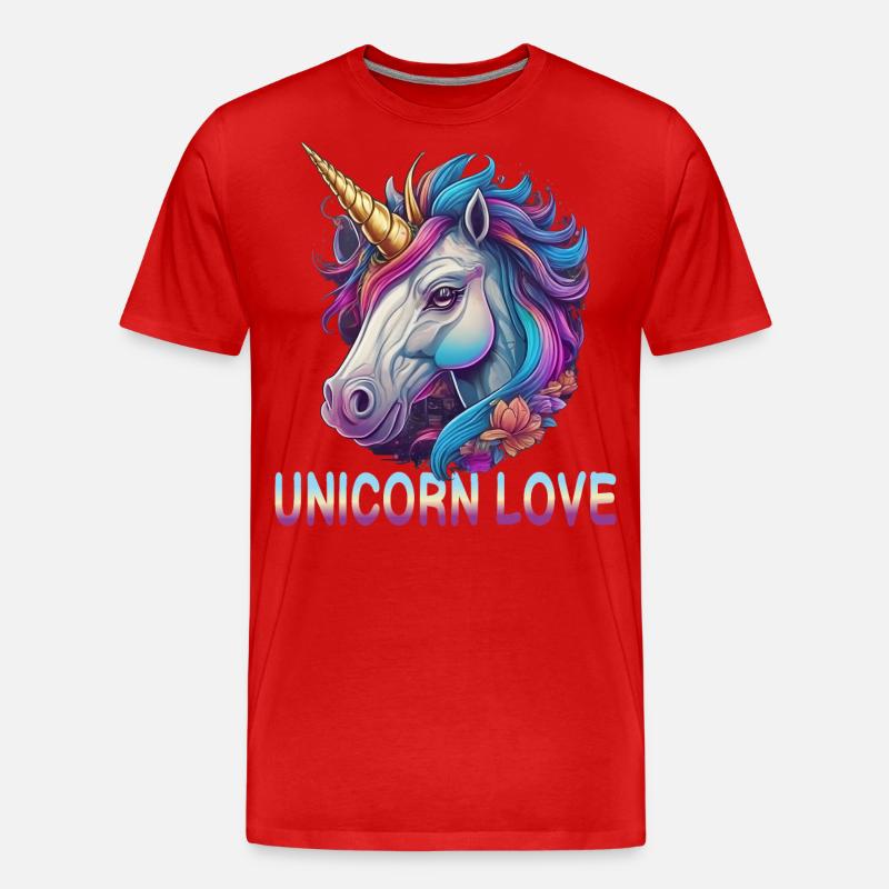 Einhorn Liebe - Männer Premium Bio T-Shirt - Rot