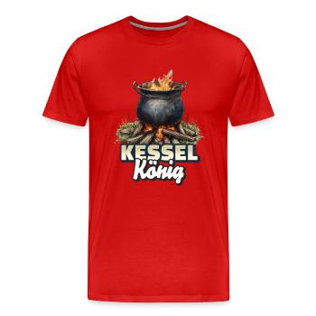 Kessel König T-Shirt – Für wahre Outdoor-Köche! - Männer Premium Bio T-Shirt - Rot - Vorne - Damien (186cm)