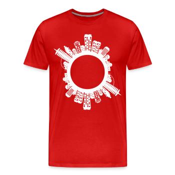 Ville planète - T-shirt bio Premium Homme - rouge - Devant - Damien (186cm)