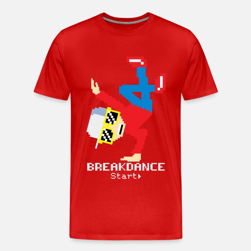 Pixel Breakdance B-Boy | Hip Hop rétro 8-bit - T-shirt bio Premium Homme - rouge