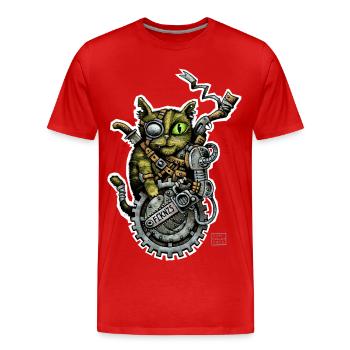 STEAMCATPUNX 01 - T-shirt bio Premium Homme - rouge - Devant - Damien (186cm)