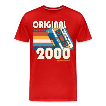 Born 2000 22nd Birthday Gift August Fun - Men's Premium Organic T-Shirt - red - Front - Damien (186cm)