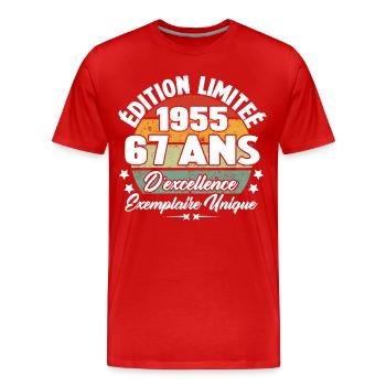 Cadeau 76 ans d'excellence / Édition limitée 1946 - T-shirt bio Premium Homme - rouge - Devant - Damien (186cm)
