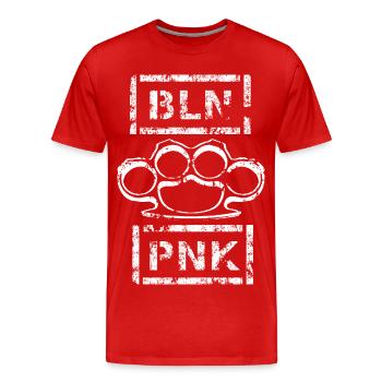 BLN PNK Schlagring - Männer Premium Bio T-Shirt - Rot - Vorne - Damien (186cm)