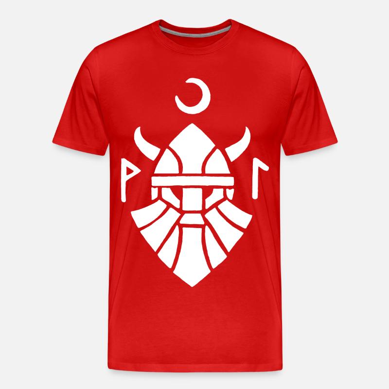 Weißes Wikinger-Krieger-Symbol - Männer Premium Bio T-Shirt - Rot