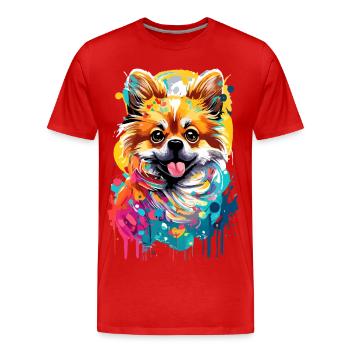 Spitz allemand - Chien de Poméranie - T-shirt bio Premium Homme - rouge - Devant - Damien (186cm)