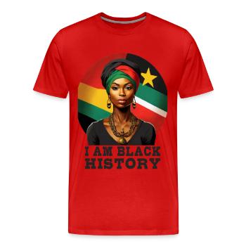 Je suis l’histoire des Noirs - T-shirt bio Premium Homme - rouge - Devant - Damien (186cm)
