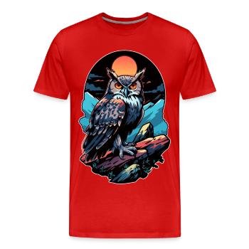 Great Owl Eagle Owl by Moonlight - Men's Premium Organic T-Shirt - red - Front - Damien (186cm)