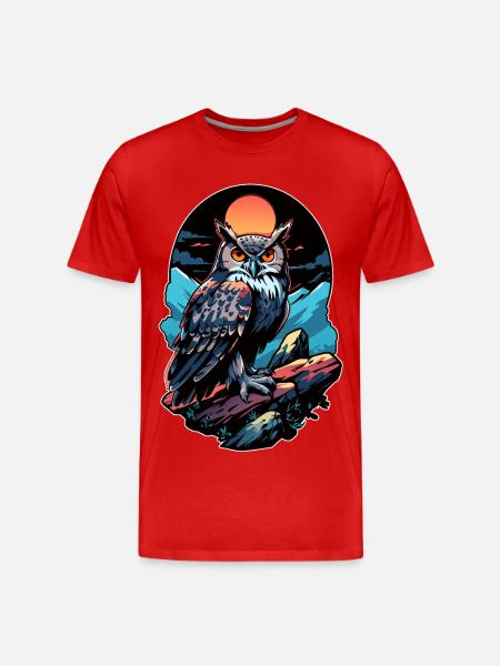 Great Owl Eagle Owl by Moonlight - Men's Premium Organic T-Shirt - red