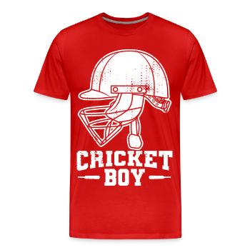 Jungen Cricket - Männer Premium Bio T-Shirt - Rot - Vorne - Damien (186cm)