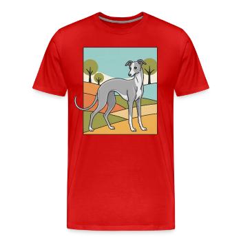 Lévrier italien - T-shirt bio Premium Homme - rouge - Devant - Damien (186cm)
