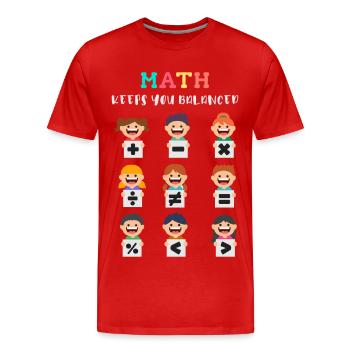 Mathe hält dich im Gleichgewicht - Männer Premium Bio T-Shirt - Rot - Vorne - Damien (186cm)